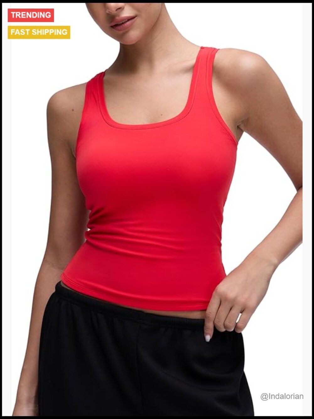 Softembrace Scoop Neck Tank Top - Casual Going Out Double Lined Crop Basic